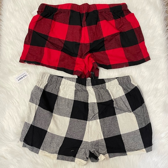*BUNDLE* NWT Old Navy Flannel Pajama Short Black & Red Buffalo Plaid Women SZ L - Picture 2 of 7